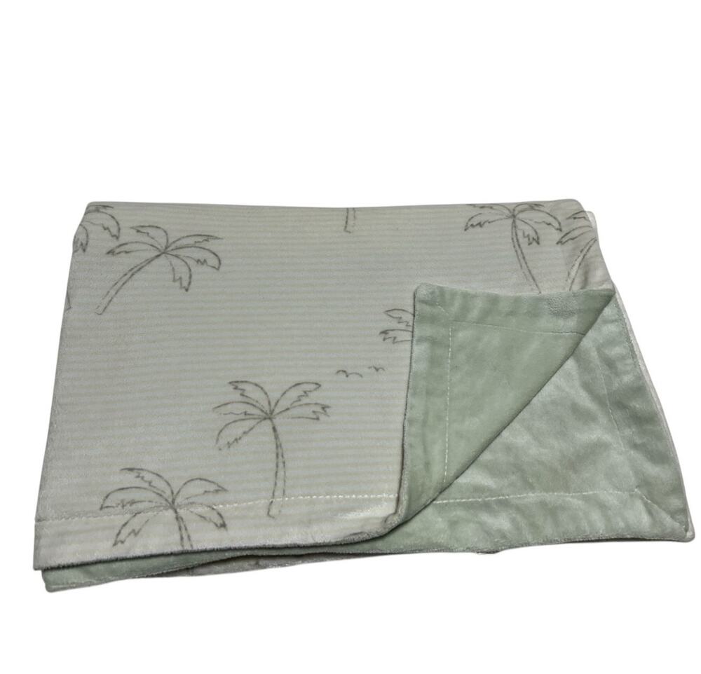 Mother’s Promise Palm Tree Green Beige Striped Baby Blanket